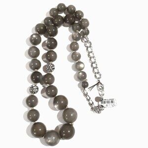 Silver tone Chunky Olive Color Beads Rhinestone Ball Necklace - Women's Jewelry